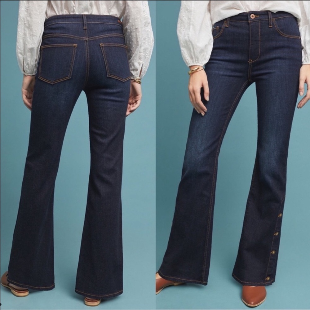 Pilcro High Rise Button Hem Bootcut Jean 32